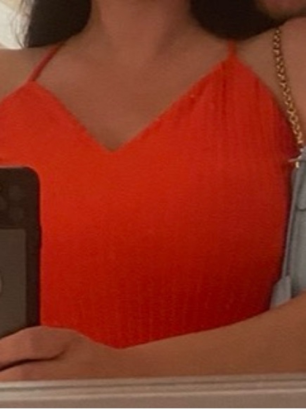 Zara Orange-Red Pleated Midi Slip Dress - Picture 5 of 5